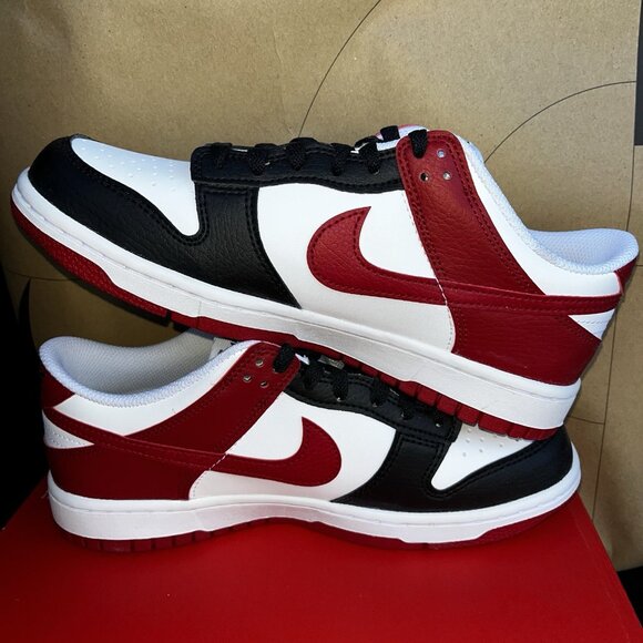 NEW Nike Dunk Low GS Black Toe Gym Red Chicago HF9980-600 Women Sz 8.5 / 7Y - Picture 3 of 8